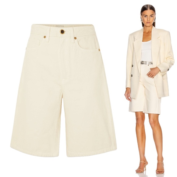 KHAITE Mitch Denim Bermuda Shorts in Ivory Size 26 - Picture 1 of 7